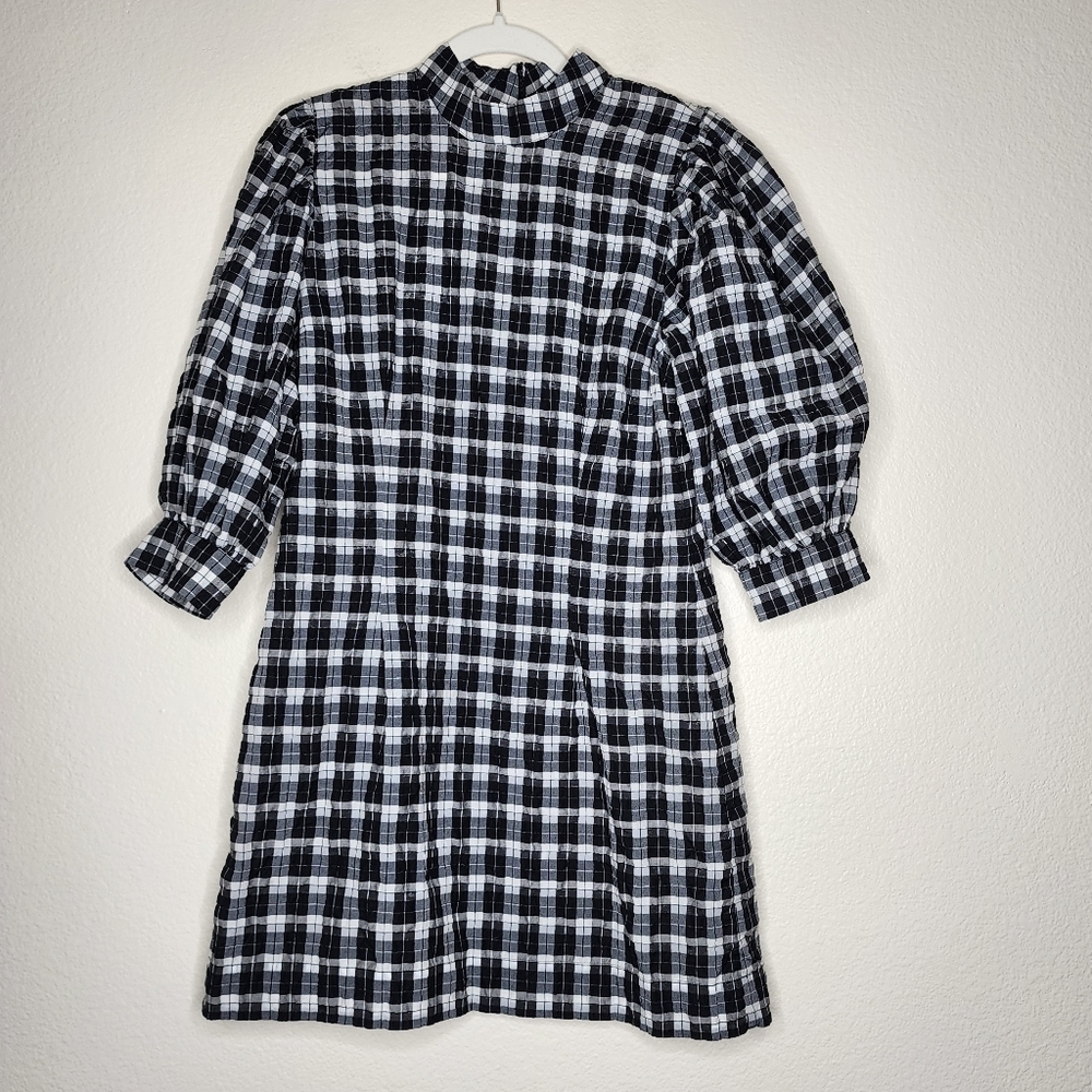 GANNI Check Puffy Long Sleeves Mini Dress 40 - Picture 3 of 9